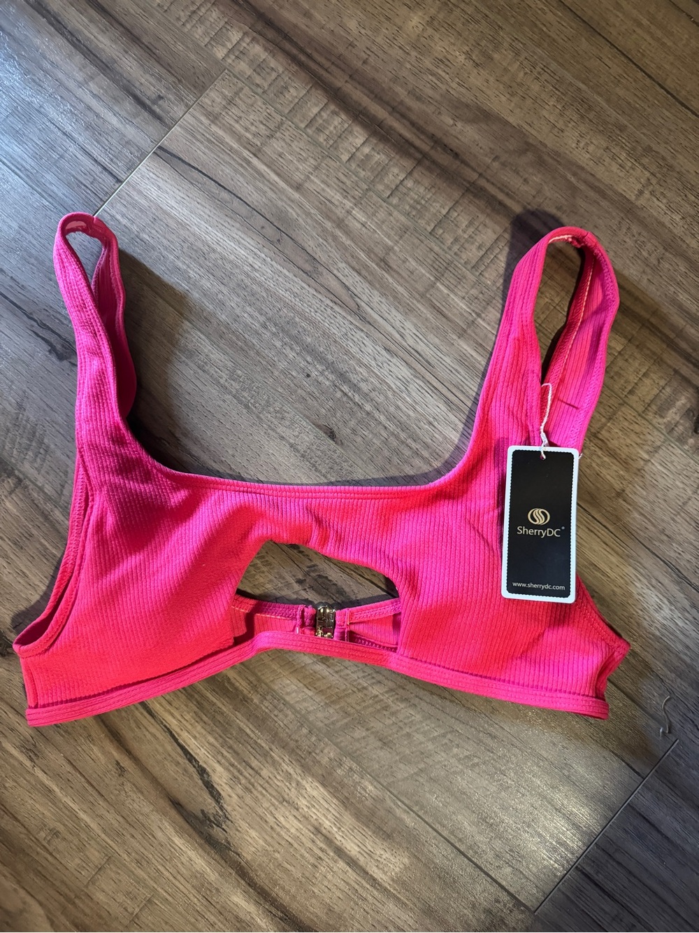 SherryDc Hot Pink Ribbed Cutout Bralette